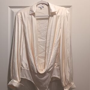 Fashion Nova Cream Satin Top